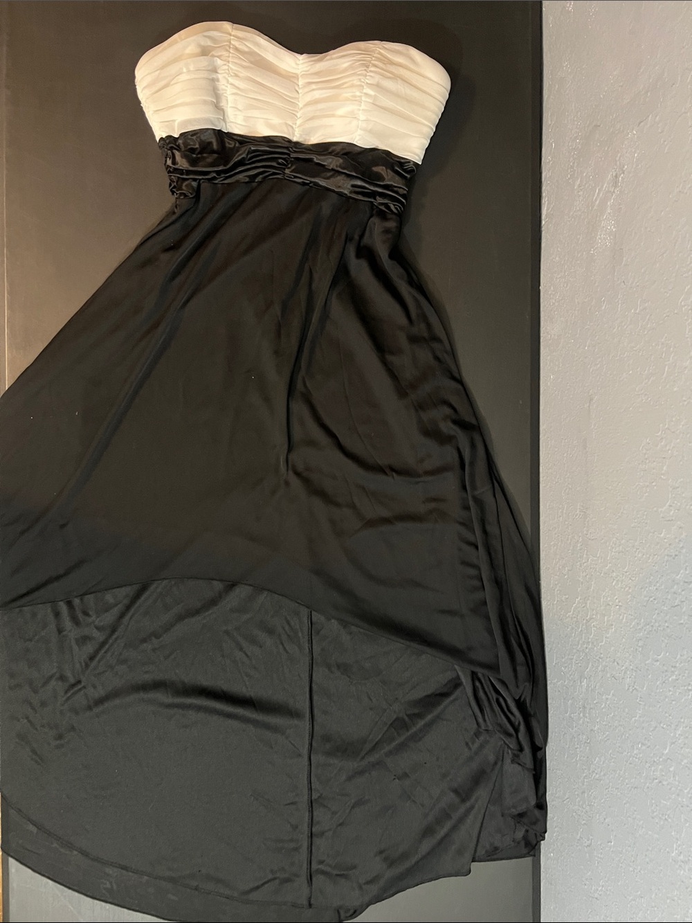 Strapless Black and White High-Low Dress